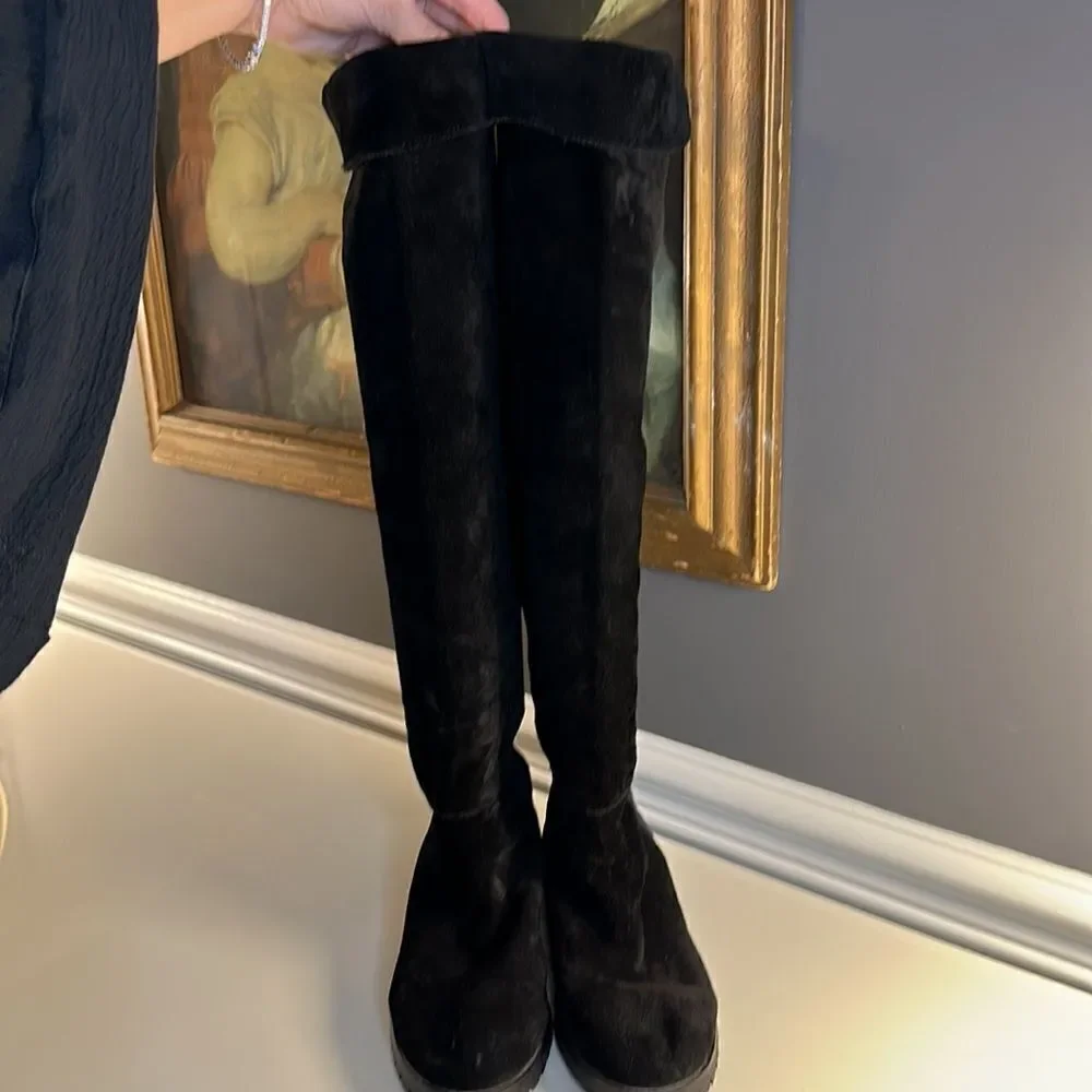 Silence + Noise Over the Knee Suede Lug Sole Boots